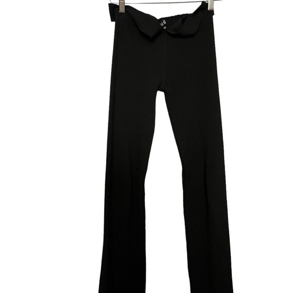 I.AM.GIA Arima Black Hip Cut Out Crossover Flared Knit Mid Rise Pants Sz Small - Picture 3 of 9